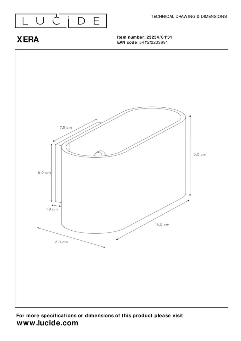 Lucide XERA - Nástenné svietidlo - 1xG9 - Biele